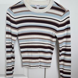 Garage Striped Long Sleeve Tee - Brown, Blue, Cream